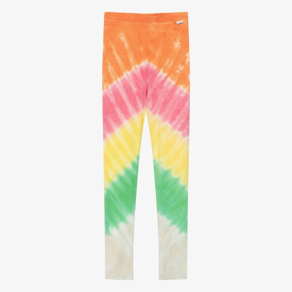 Molo - Girls Orange Viscose Tie-Dye Leggings | Childrensalon