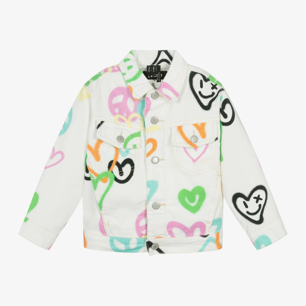 Molo - Girls White Denim Jacket | Childrensalon