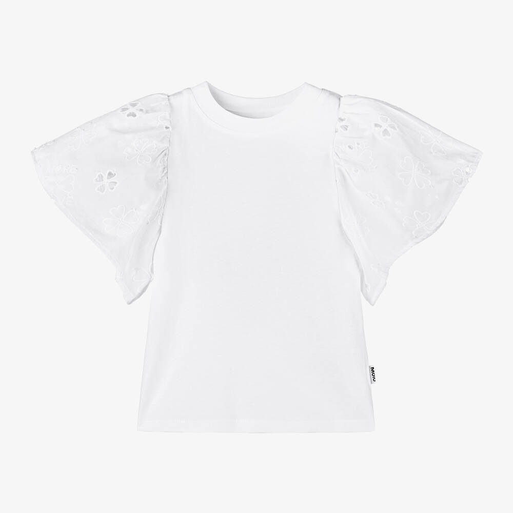 Molo - Girls White Organic Cotton Top | Childrensalon