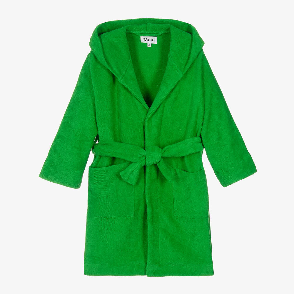 Molo - Green Terry Towelling Bathrobe  | Childrensalon