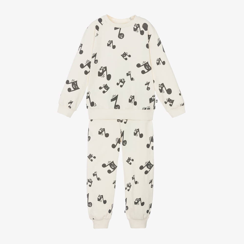 Molo - Ivory Cotton Musical Notes Tracksuit | Childrensalon