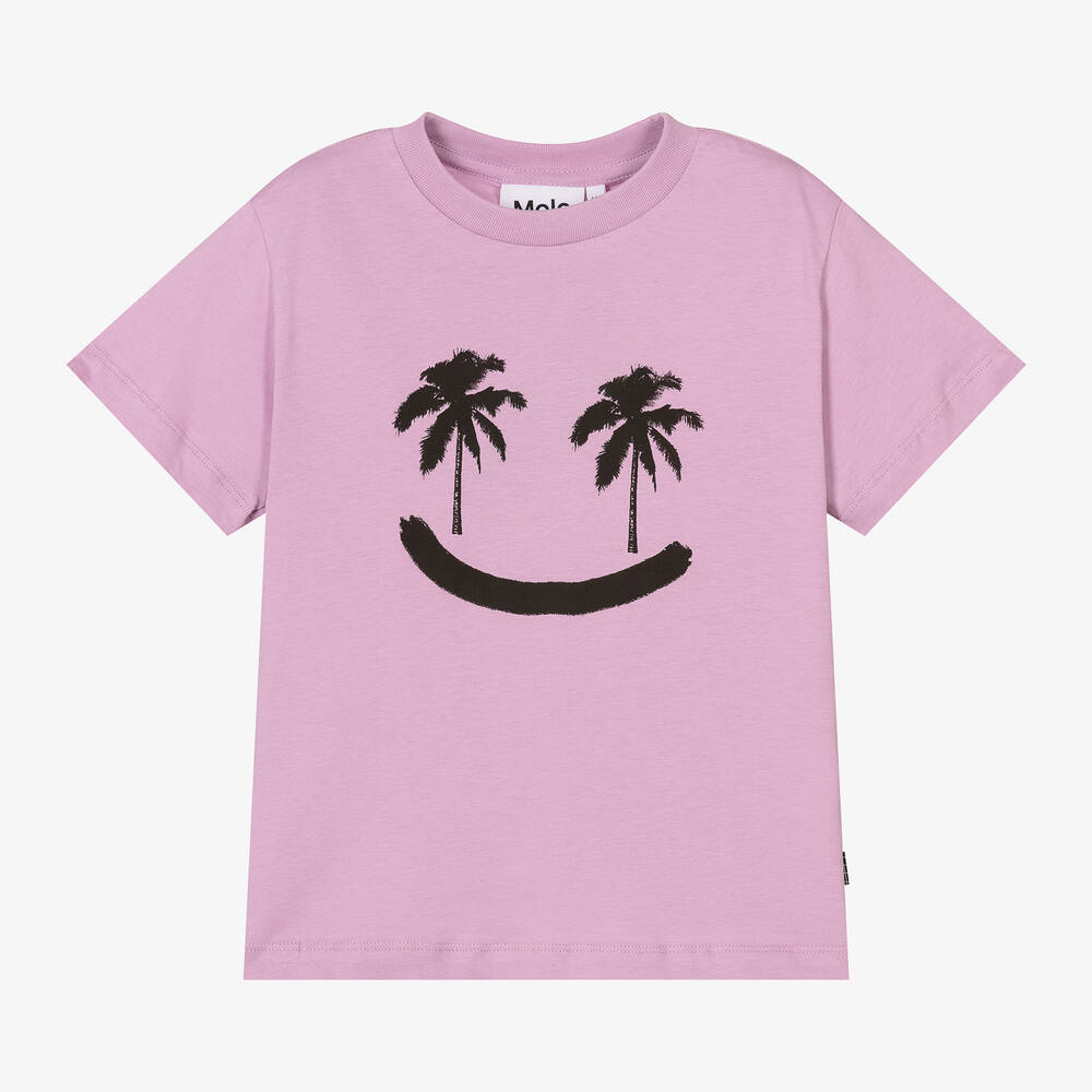 Molo - T-shirt violet en coton palmier | Childrensalon