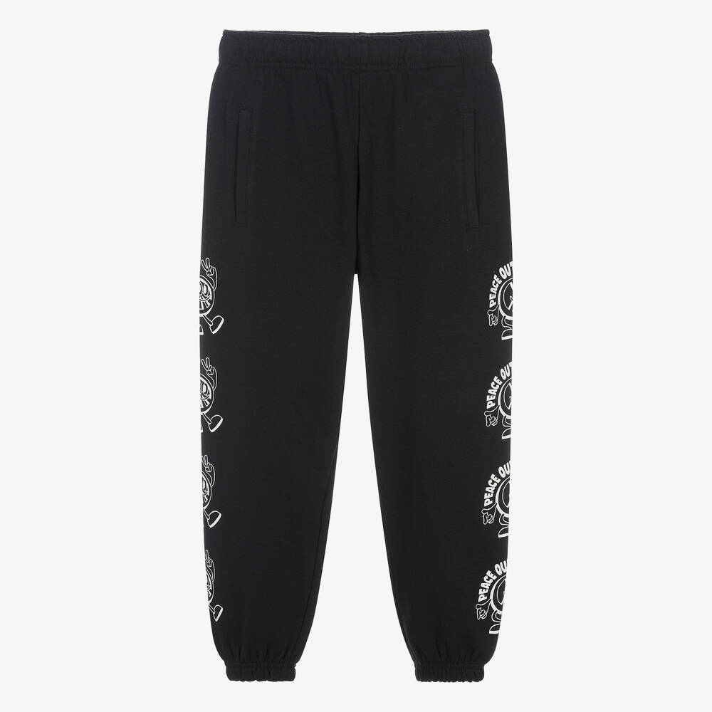 Molo - Teen Boys Black Cotton Peace Out Joggers | Childrensalon