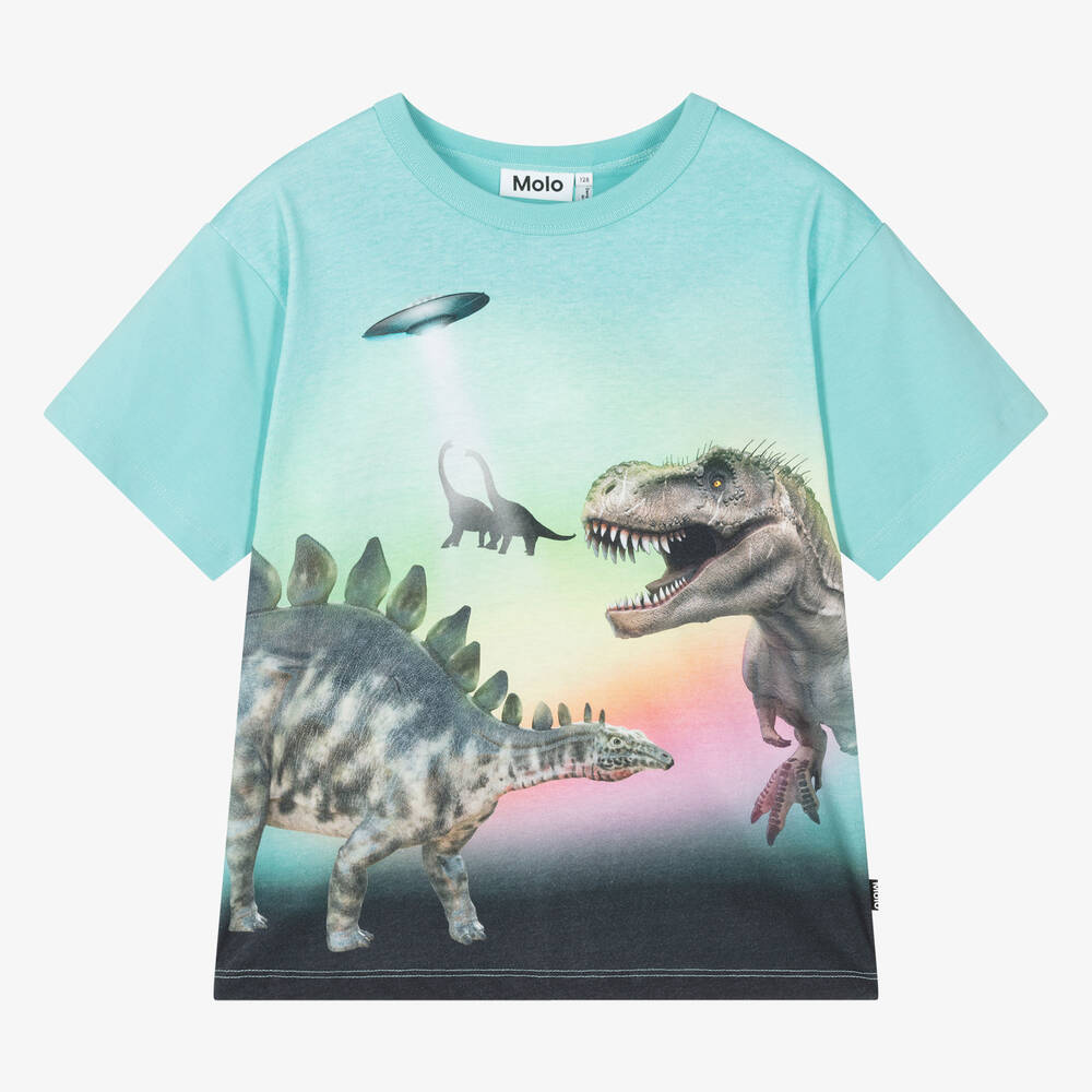 Molo - Teen Boys Blue Cotton Dinosaur T-Shirt | Childrensalon