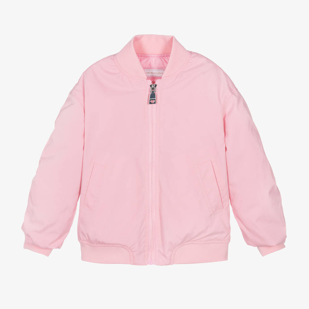 Monnalisa - Girls Pink Bomber Jacket | Childrensalon