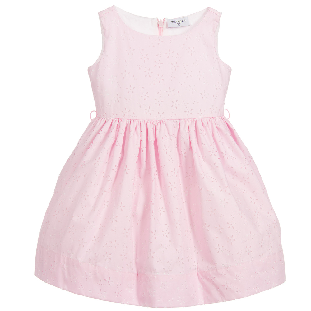 Monnalisa - Girls Pink Cotton Dress | Childrensalon Outlet