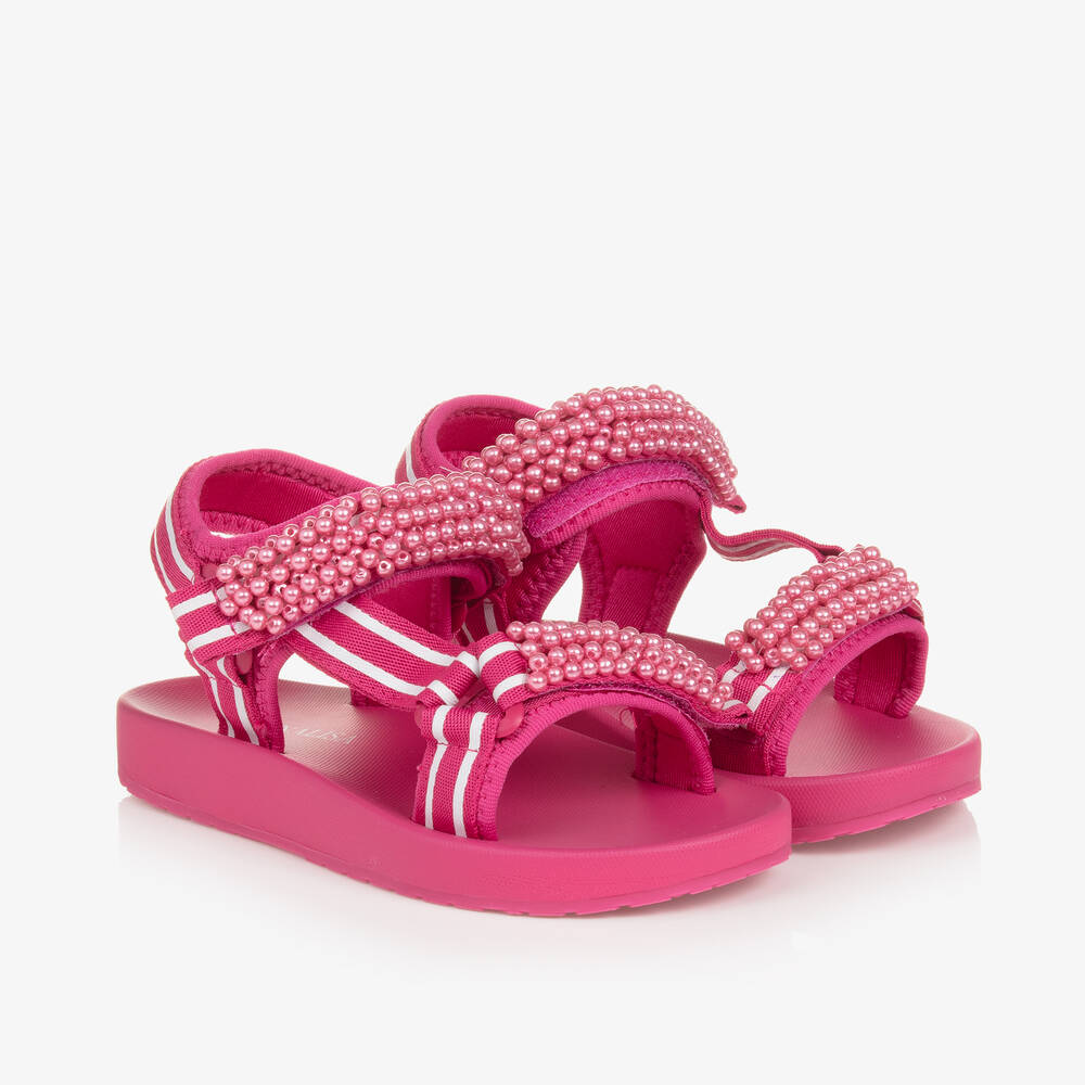 Monnalisa - Girls Pink Pearl Sandals | Childrensalon