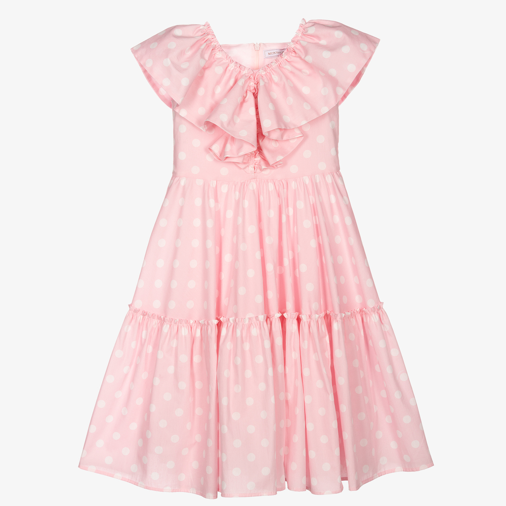 Monnalisa - Girls Pink Polka Dot Dress | Childrensalon Outlet