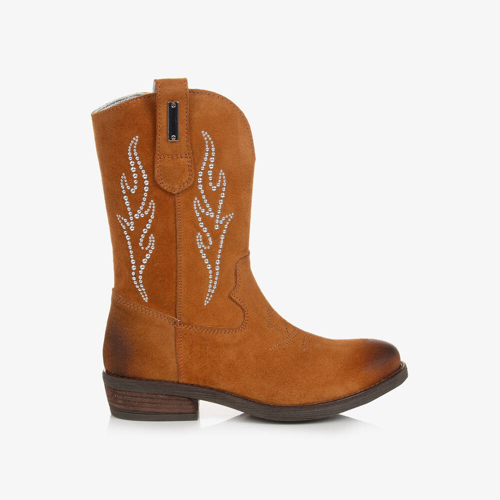 Bottes marron en daim fille