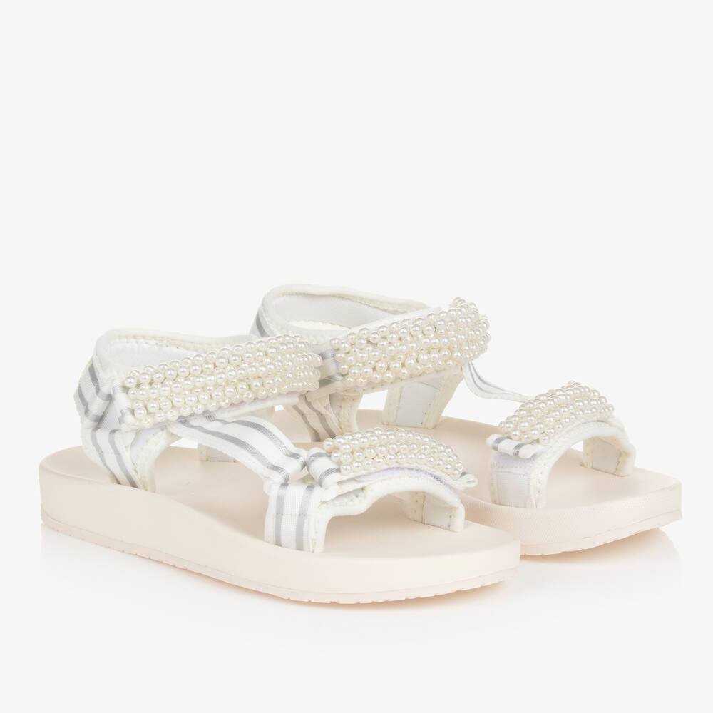 Monnalisa - Teen Girls Ivory Pearl Sandals | Childrensalon