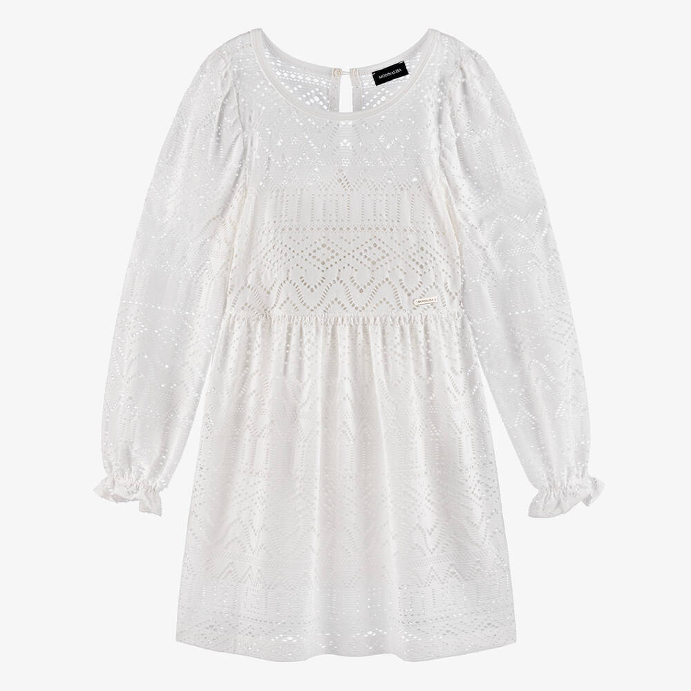 Monnalisa - Teen Girls Ivory Viscose Cutwork Dress | Childrensalon