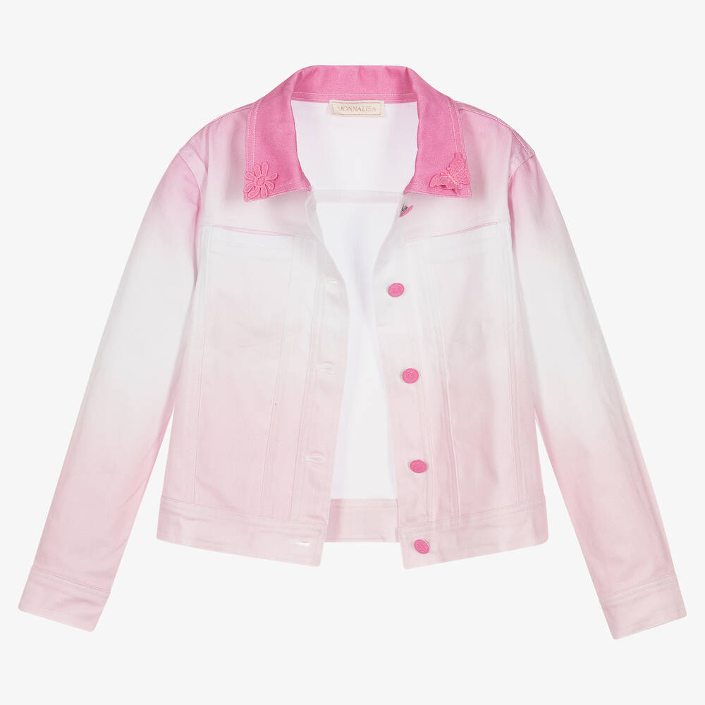Monnalisa cropped twill jacket - Pink