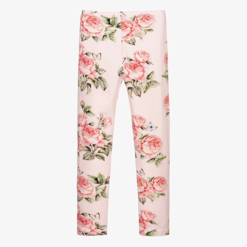 Monnalisa cherry floral-print leggings - Pink