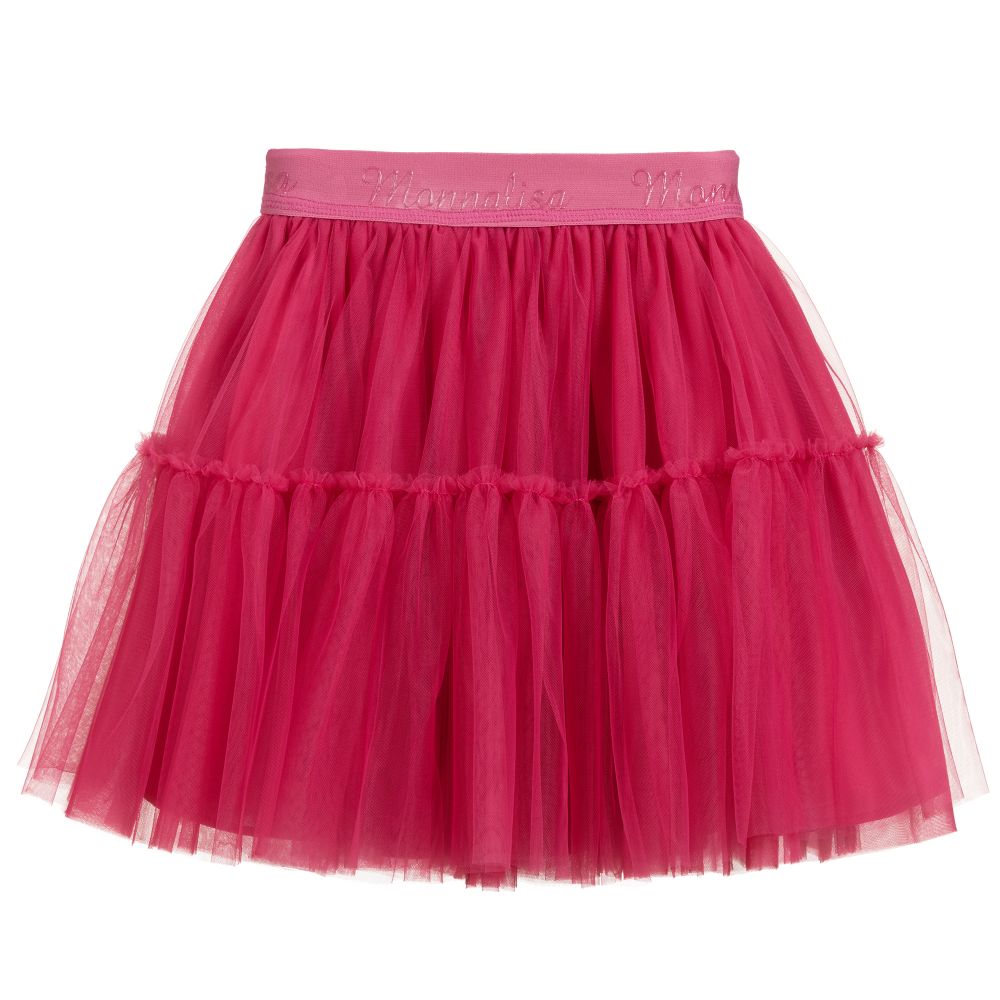 Monnalisa - Teen Pink Tulle Logo Skirt | Childrensalon Outlet