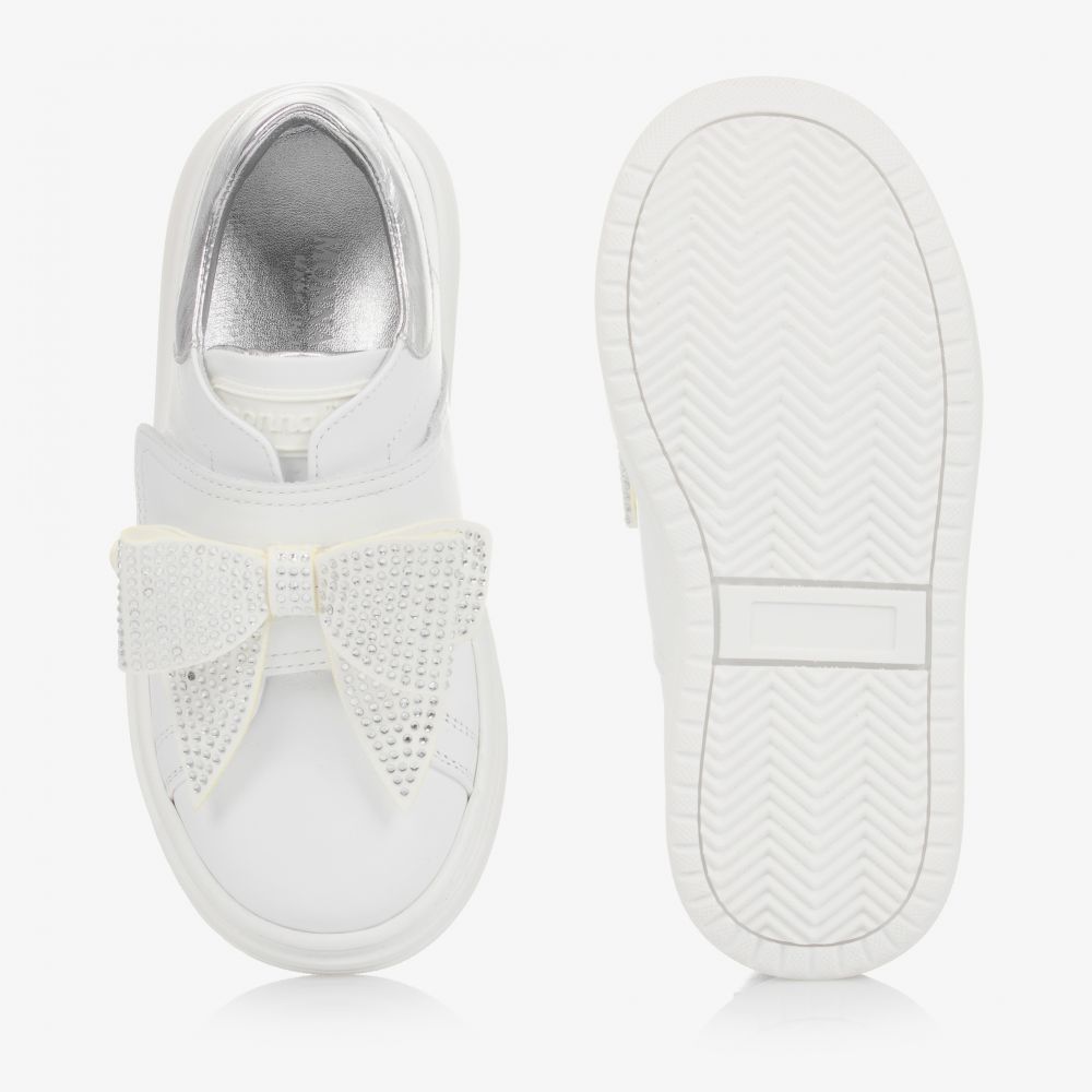 Monnalisa - White Crystal Bow Trainers | Childrensalon Outlet