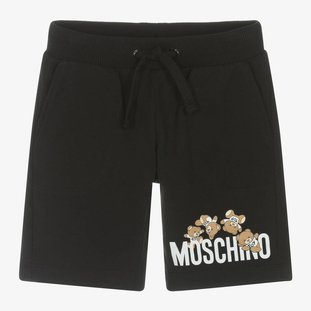 Moschino Kid-Teen - شورت بطبعة تيدي بير قطن لون أسود للأولاد | Childrensalon