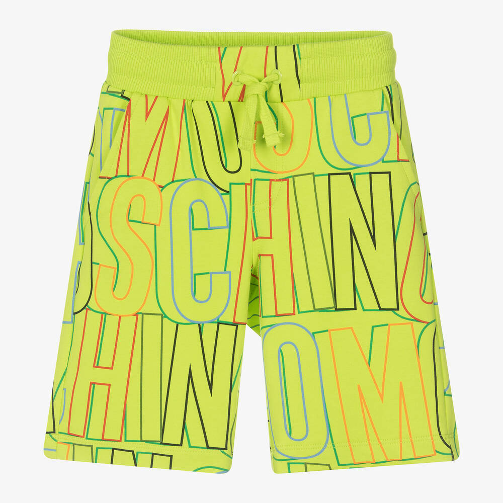 Moschino Kid-Teen - Boys Green Graphic Cotton Shorts | Childrensalon