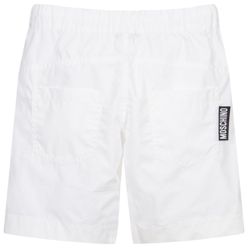 Moschino Kid-Teen - Boys White Cotton Logo Shorts | Childrensalon Outlet