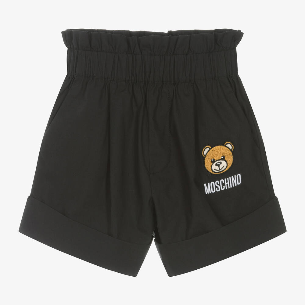 Moschino Kid-Teen - Girls Black Cotton Patch Shorts | Childrensalon