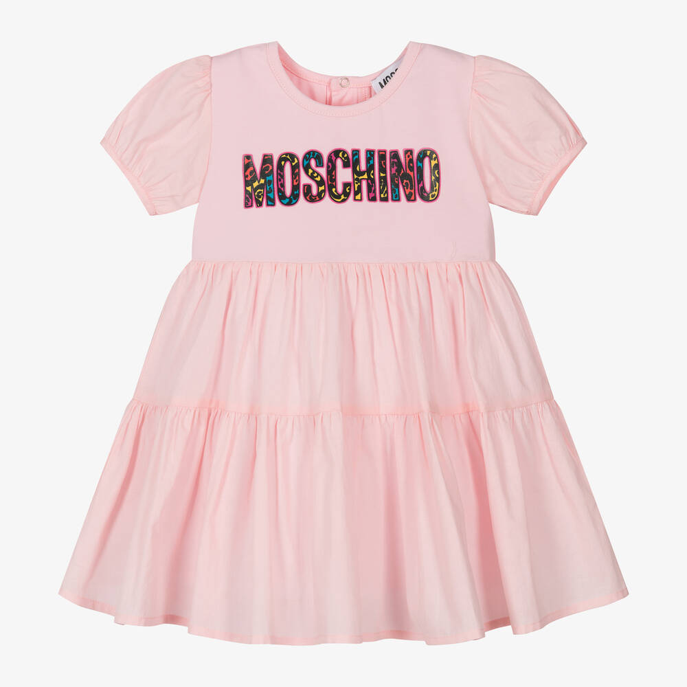 Moschino Baby - فستان أطفال بناتي قطن جيرسي لون زهري | Childrensalon