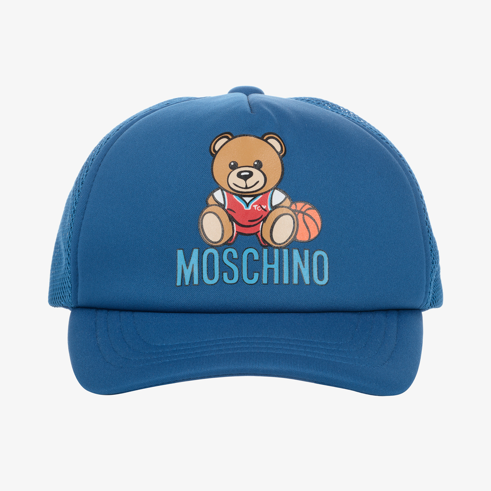 Moschino Kid-Teen Teen Blue Teddy Bear Logo Cap