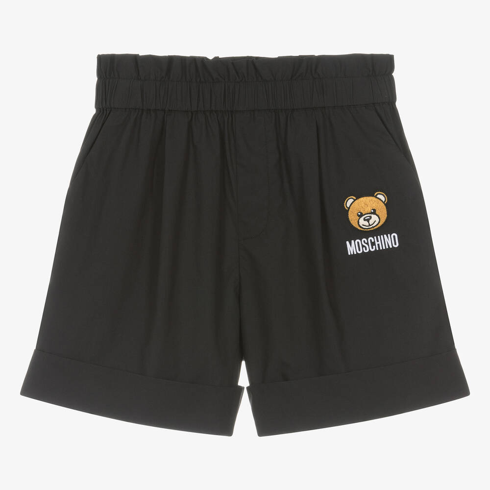 Moschino Kid-Teen - Teen Girls Black Cotton Patch Shorts | Childrensalon