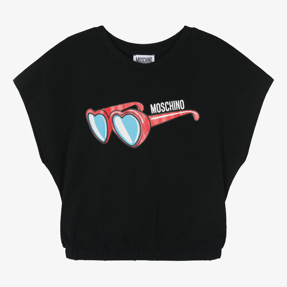 Moschino Kid-Teen - Teen Girls Black Cotton T-Shirt | Childrensalon