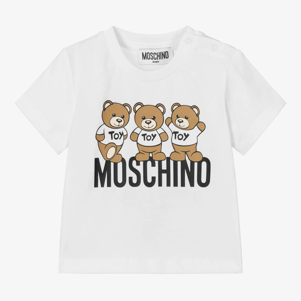 Moschino Baby - Белая хлопковая футболка с медвежонком | Childrensalon