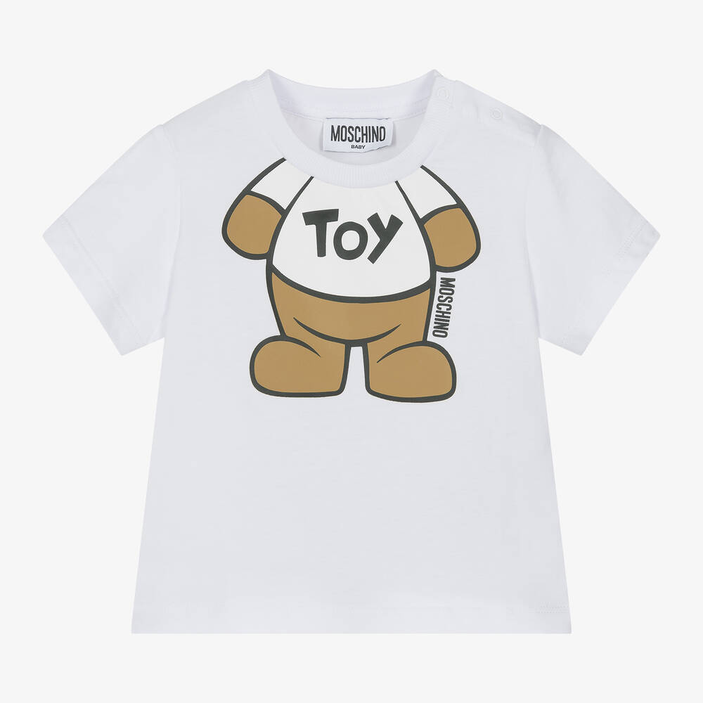 Moschino Baby - White Teddy Bear Baby T-Shirt | Childrensalon