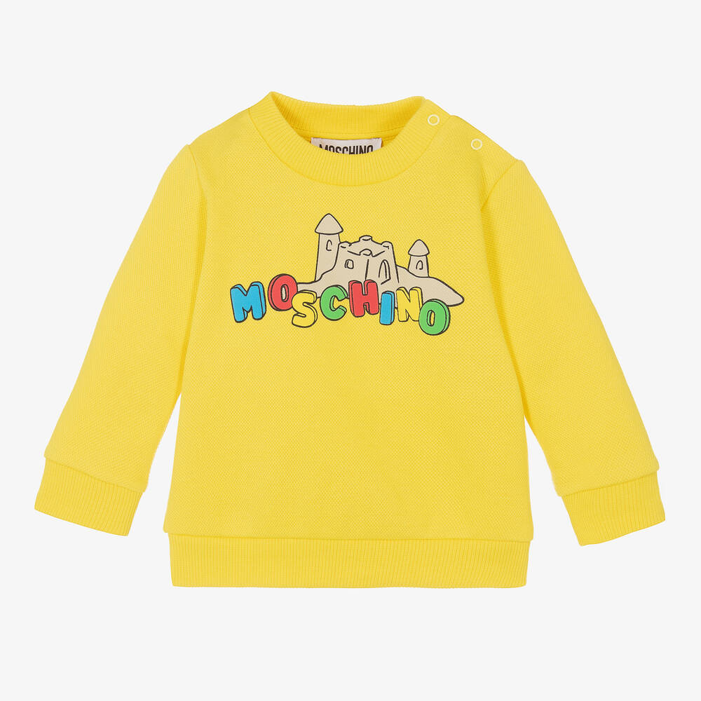 Moschino Baby - سويتشيرت قطن بيكيه لون أصفر فاقع للأطفال | Childrensalon