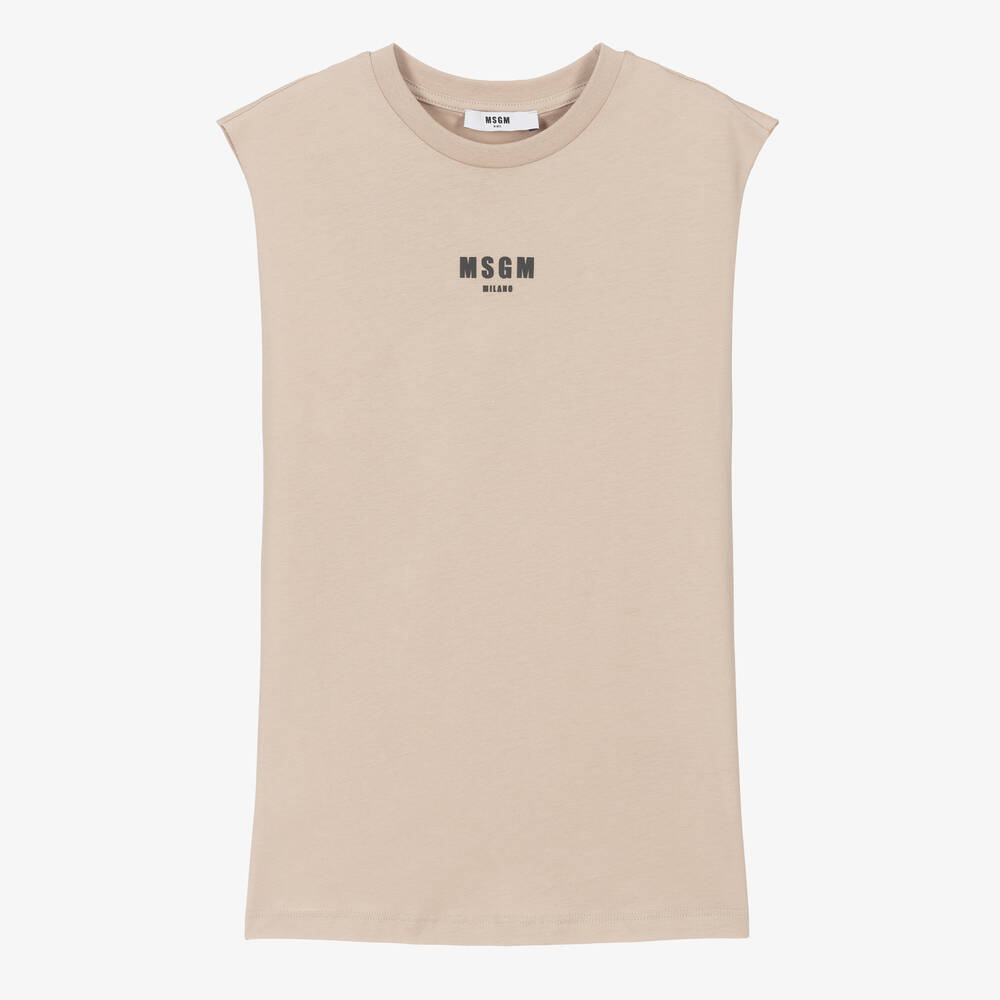 MSGM - Teen Boys Beige Cotton Sleeveless Top | Childrensalon