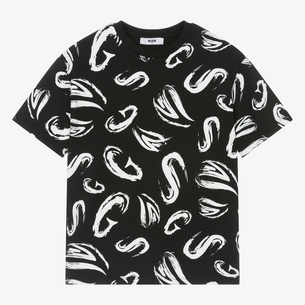 MSGM - Teen Boys Black Cotton T-Shirt | Childrensalon