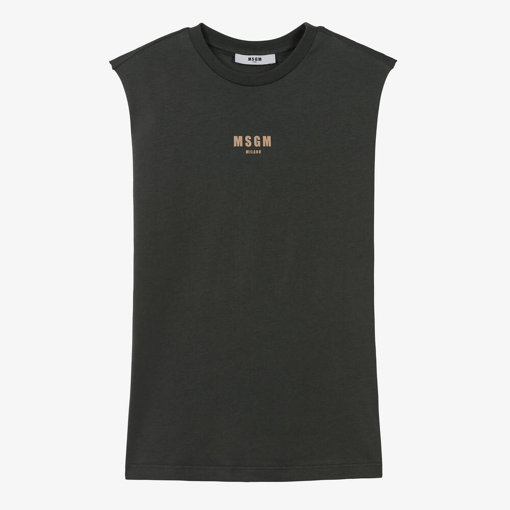 MSGM - Teen Boys Grey Cotton Sleeveless Top | Childrensalon