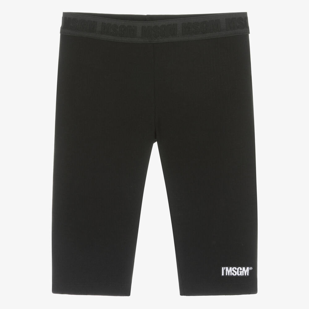 MSGM - Teen Girls Black Ribbed Cycling Shorts | Childrensalon