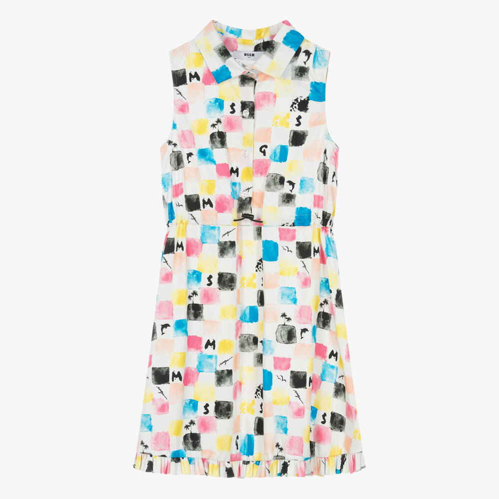 MSGM - Teen Girls Pink & Blue Cotton Dress | Childrensalon