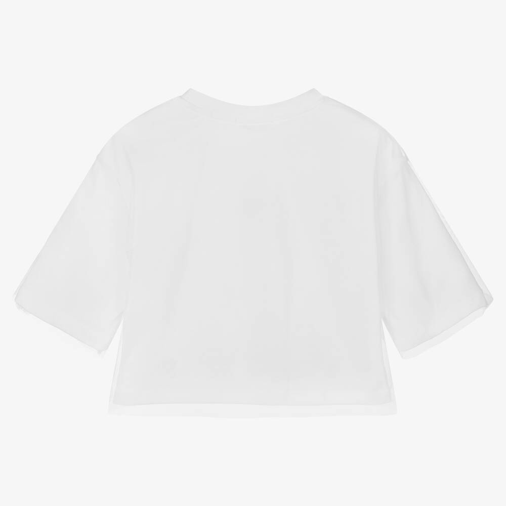 MSGM Kids bow-detailing cropped top - White