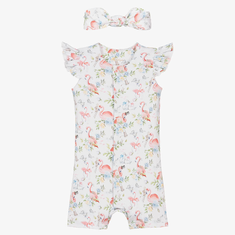 My Little Pie - Girls White Cotton Vanessa Babysuit Set | Childrensalon