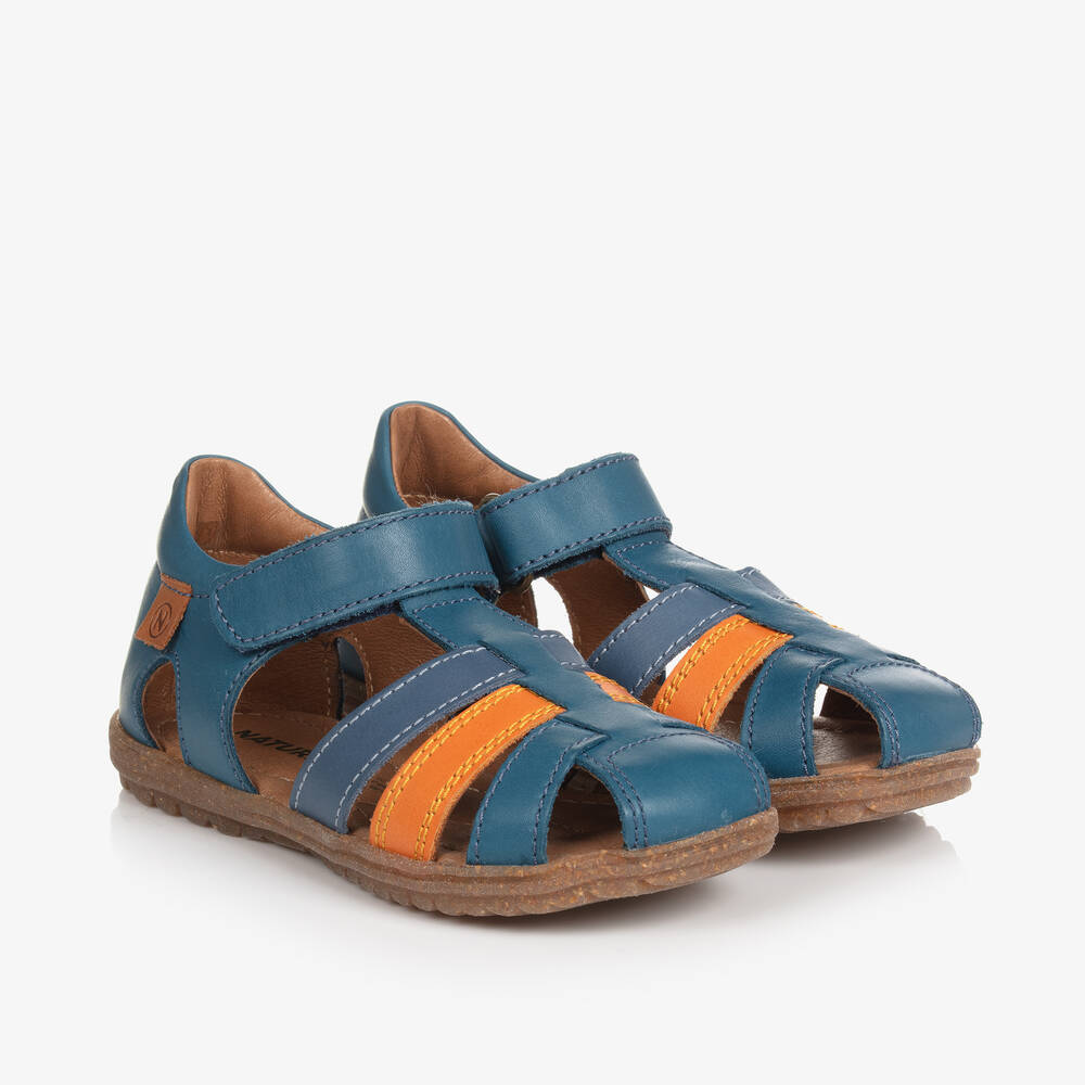 Naturino - Boys Blue Leather Cage Sandals | Childrensalon