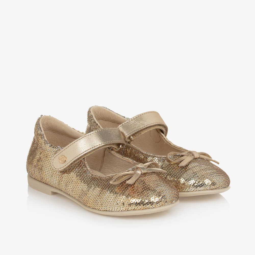 Naturino - Girls Gold Sequin Pumps | Childrensalon