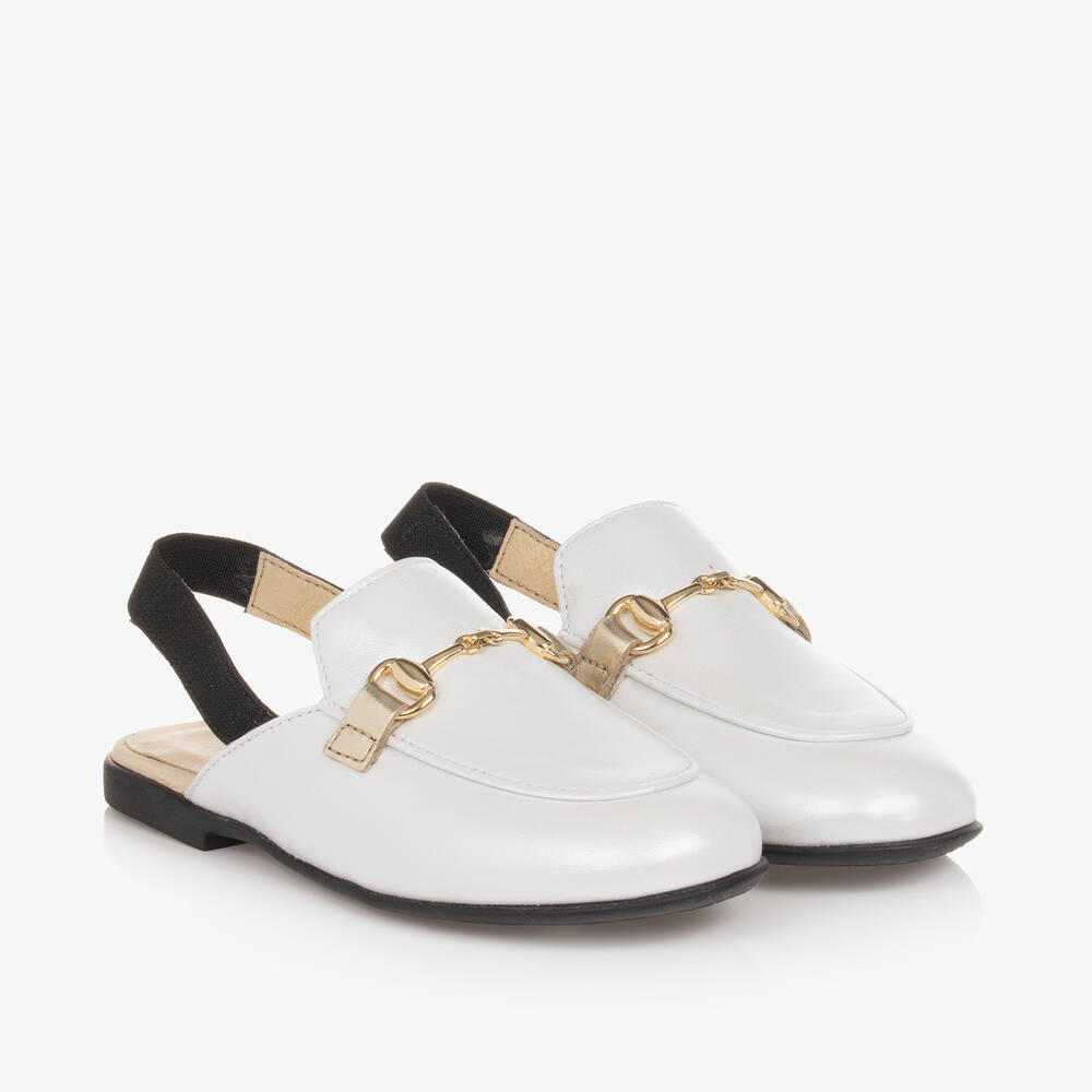 Naturino - Girls Pearly White Slingback Loafers | Childrensalon