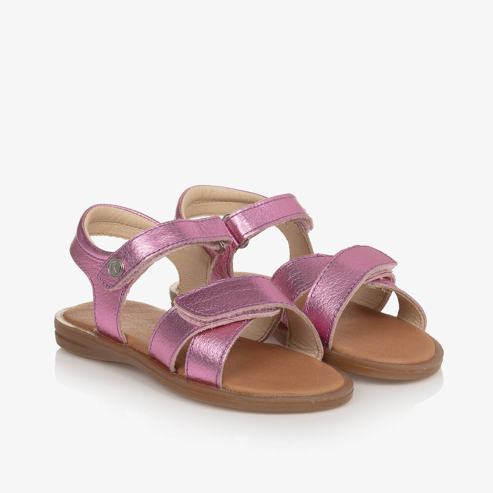 Naturino - Girls Pink Metallic Leather Sandals | Childrensalon