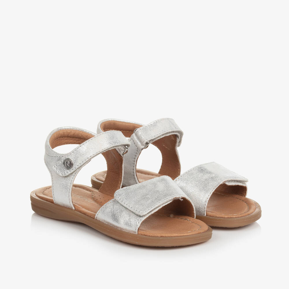 Naturino - Girls Silver Glitter Leather Sandals | Childrensalon