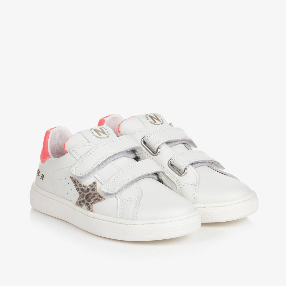 Naturino - Girls White Leather Trainers  | Childrensalon