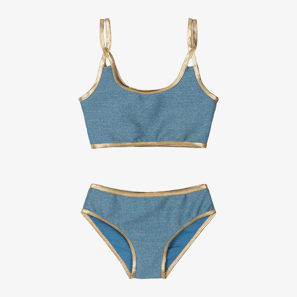 Nessi Byrd - Maillot deux pièces bleu brillant UV50 | Childrensalon