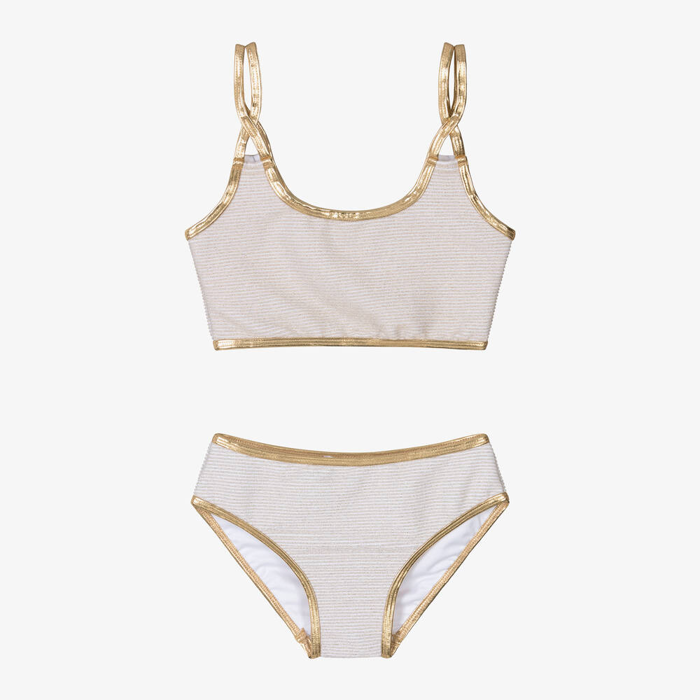 Nessi Byrd - Girls Gold Glitter Bikini (UV50) | Childrensalon