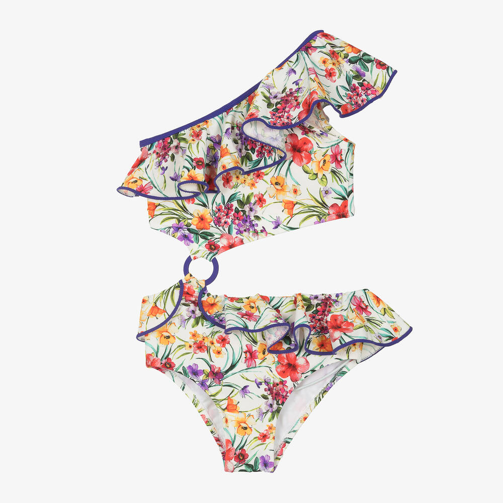 Nessi Byrd - Maillot de bain indigo à fleurs UV50 | Childrensalon