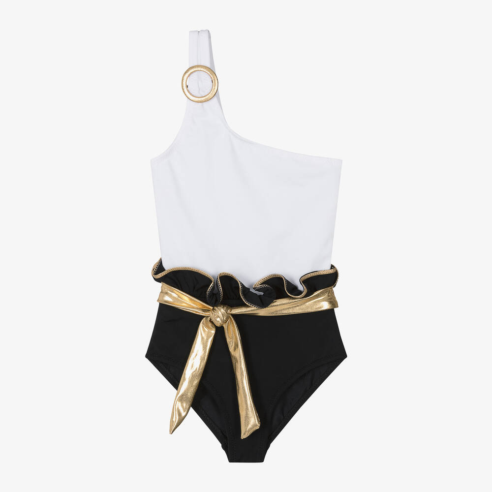 Nessi Byrd - Maillot de bain blanc et noir UV50 | Childrensalon