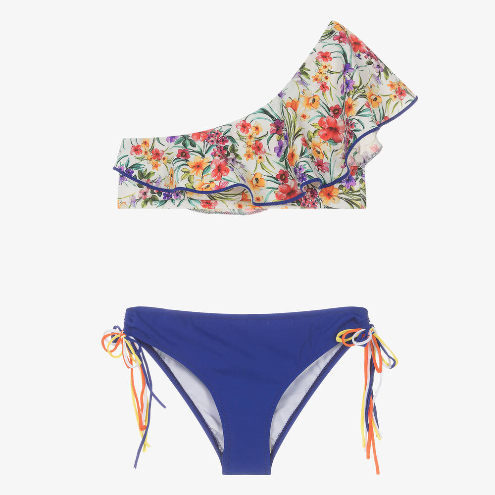 Nessi Byrd - Teen Girls Blue Floral Bikini (UPF50) | Childrensalon