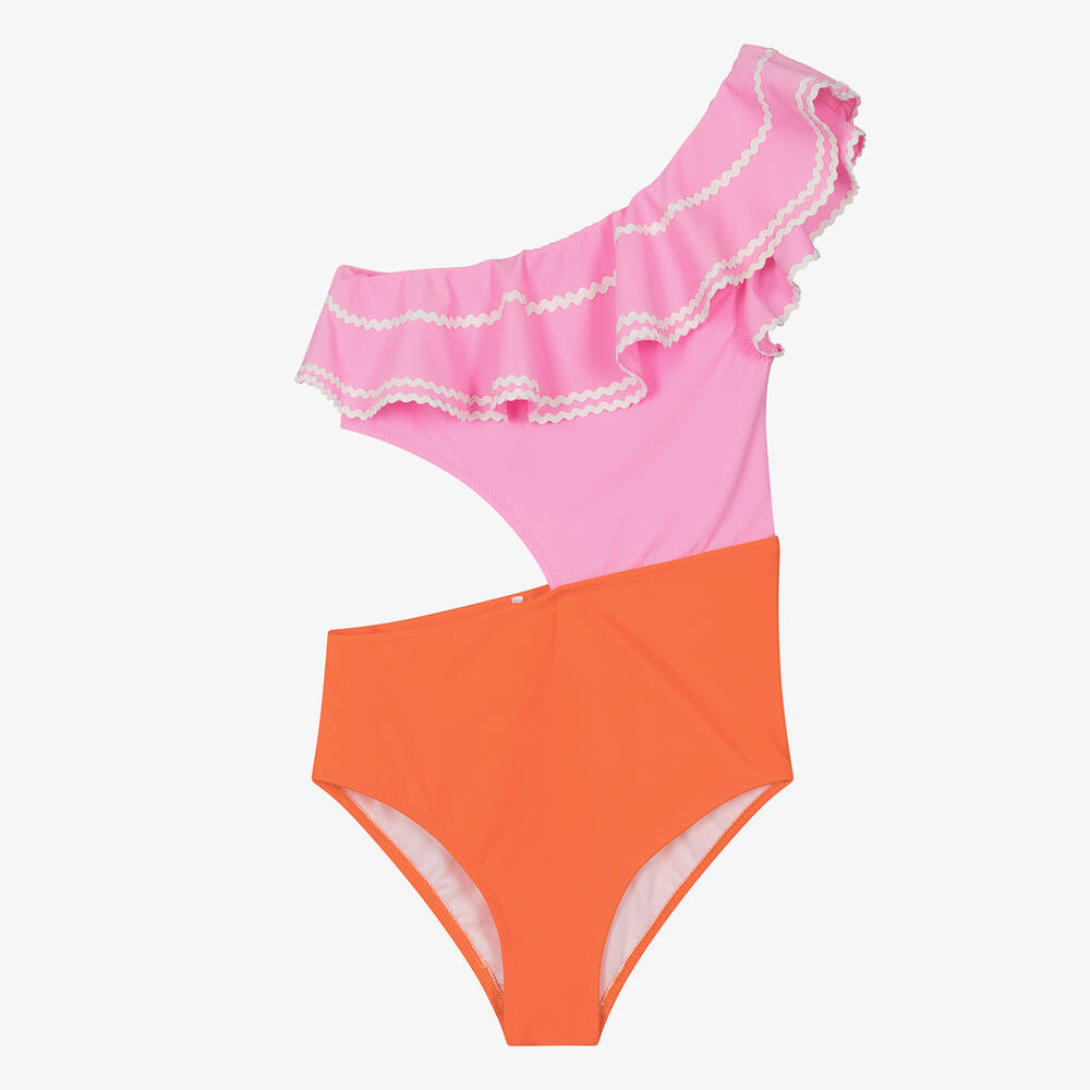 Nessi Byrd - Maillot de bain rose et orange UV50 ado | Childrensalon