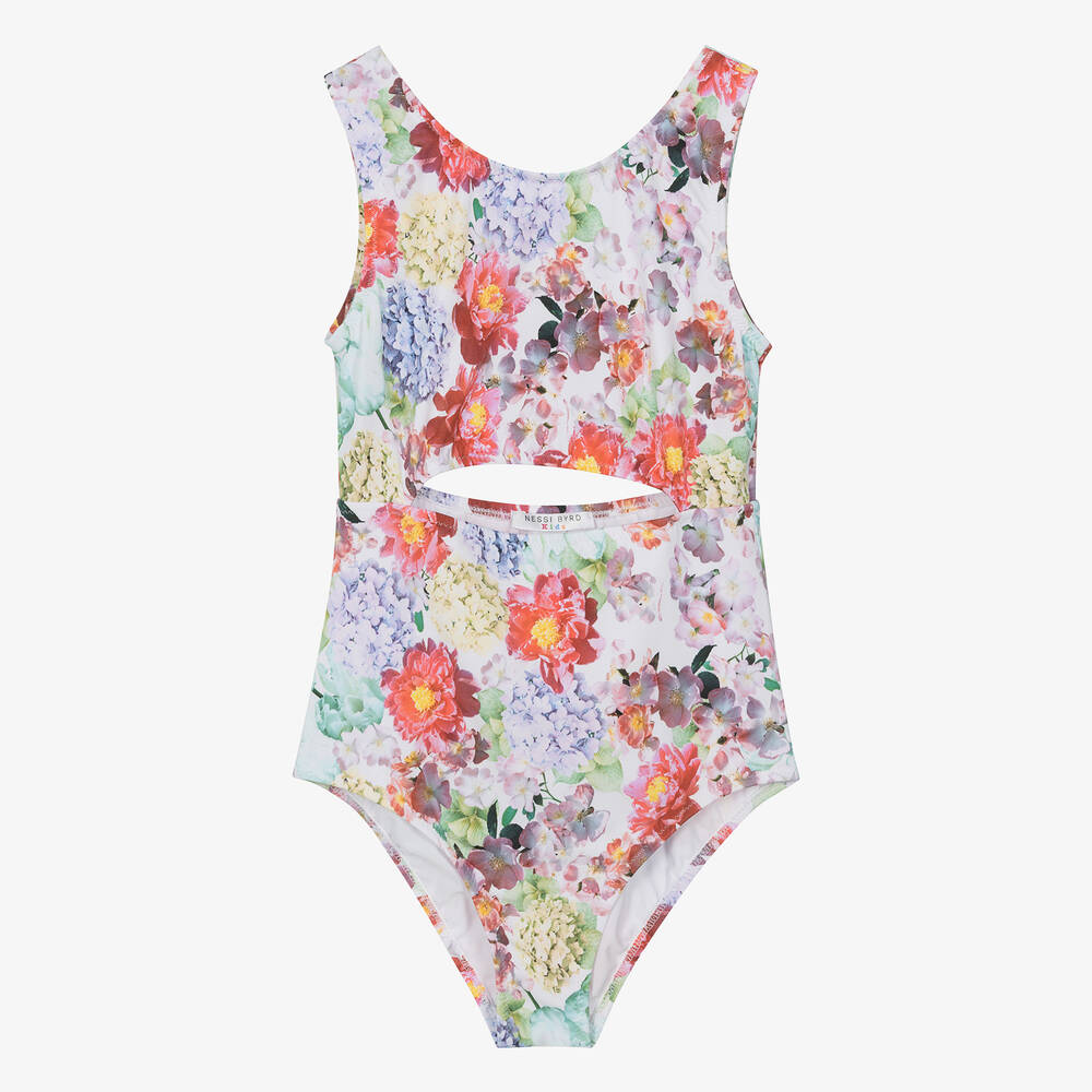 Nessi Byrd - Teen Girls Purple Floral Swimsuit (UPF50) | Childrensalon